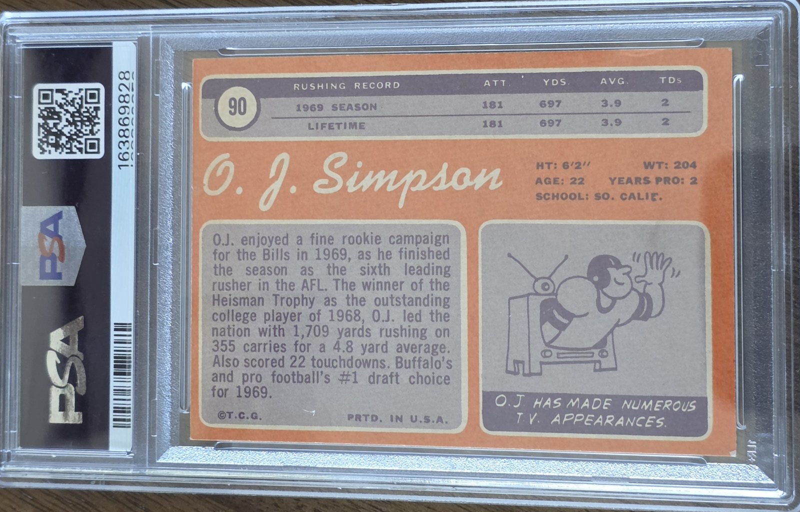 1970 Topps #90 — O.J. Simpson back