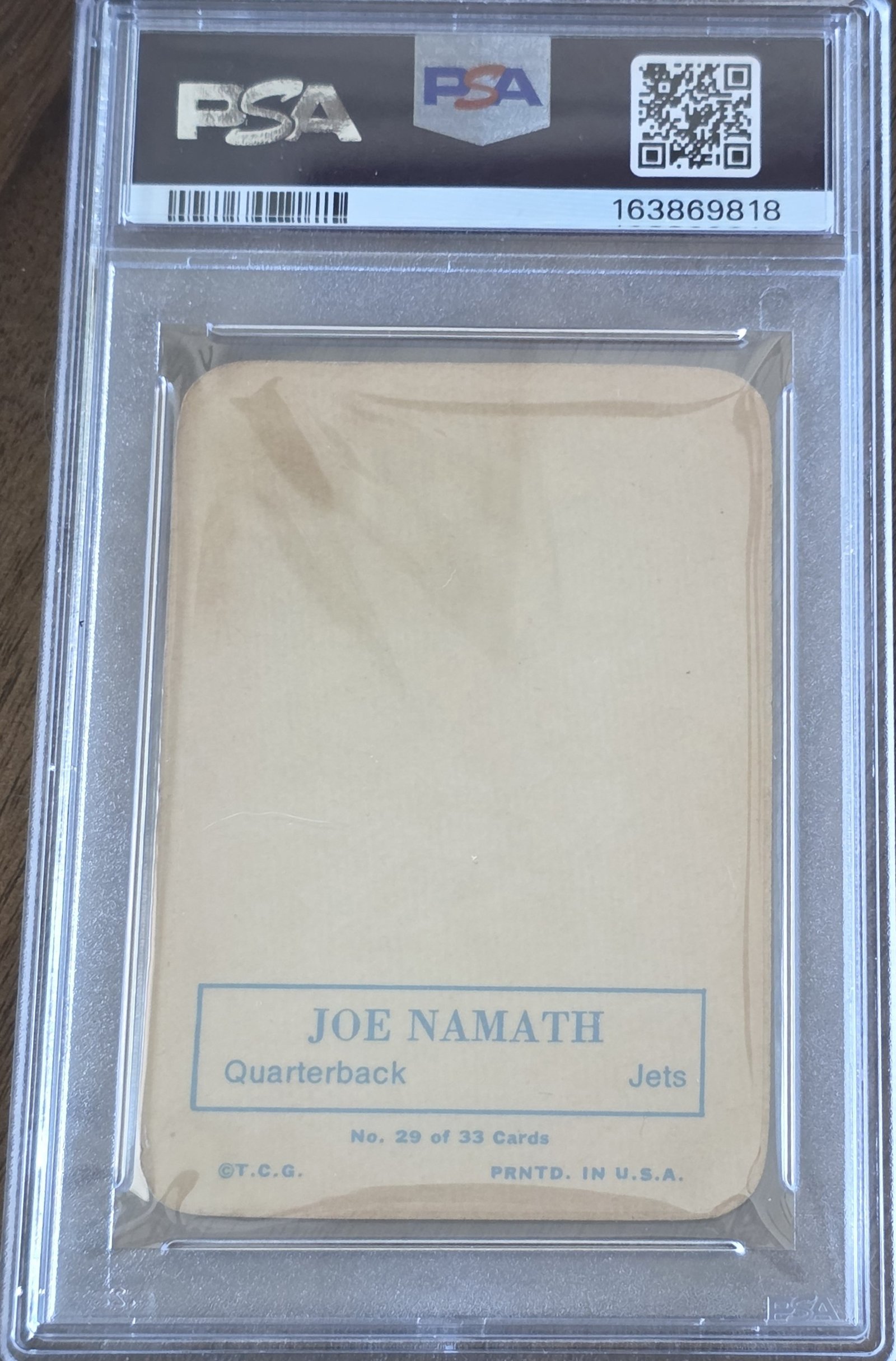1970 Topps Glossy #29 — Joe Namath back