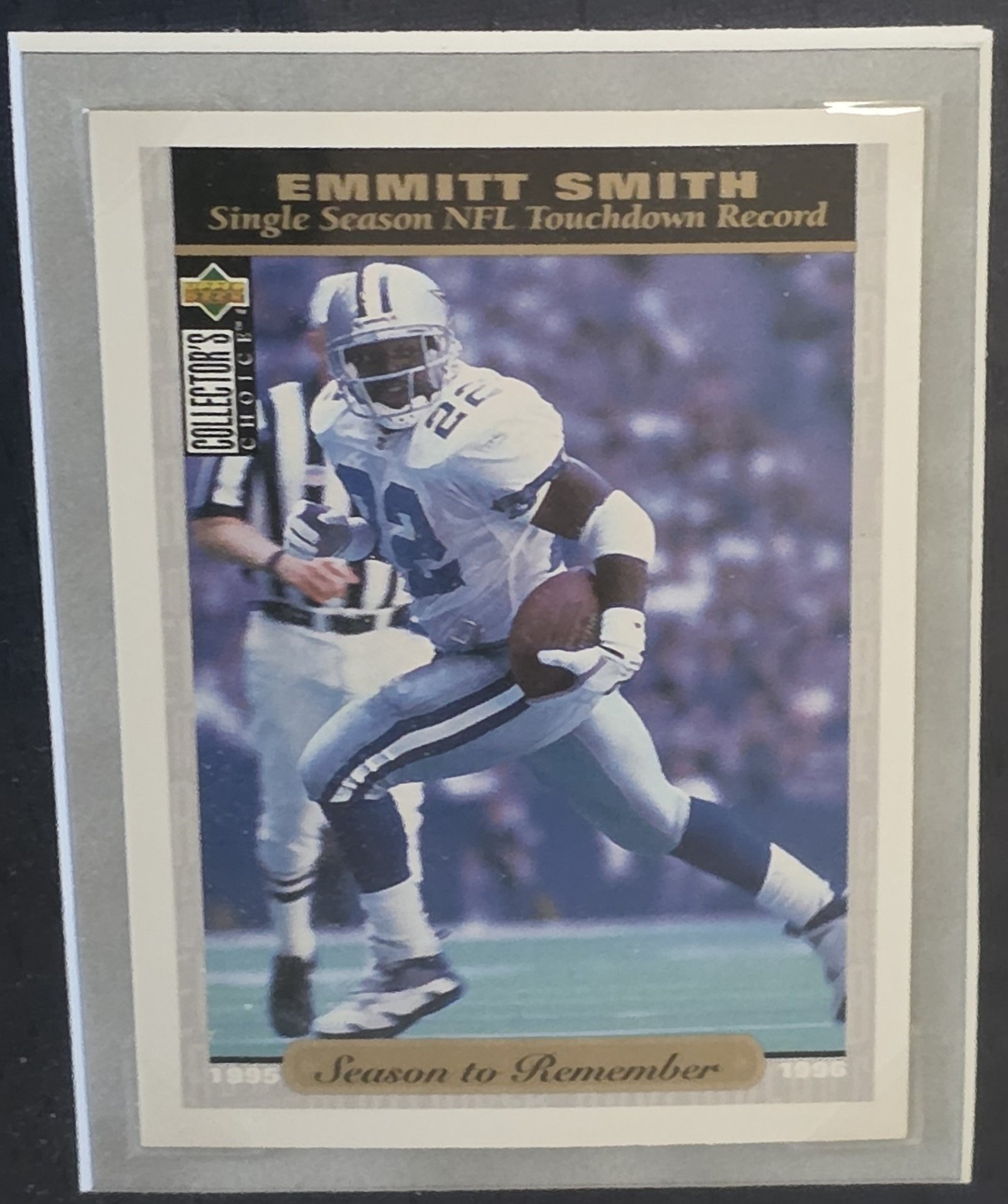 Emmitt Smith Framed Jersey and Card Display: Mounted Emmitt Smith card detail 3